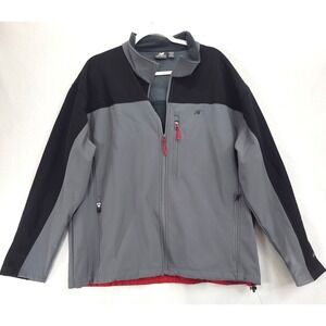 New Balance Mens 2XL Jacket Gray Black Softshell Fleece Lined Athletic Outdoor
